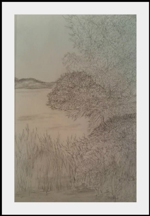 North Lake Drawing - Framed