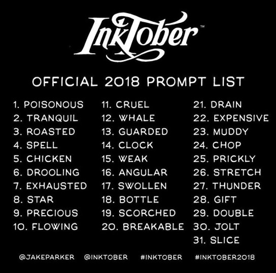 2018 Inktober Prompts
